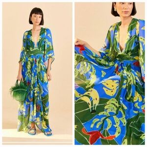 Farm Rio Blue Banana Leaves Mididress